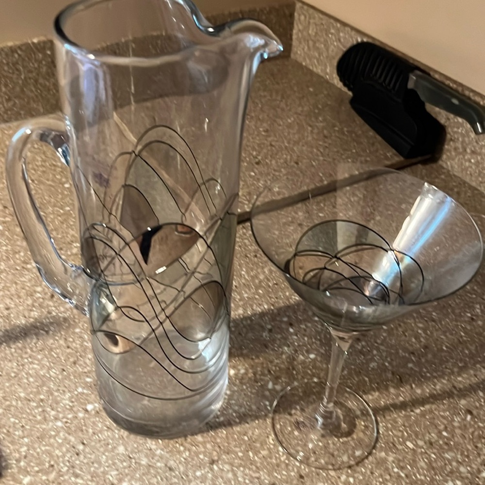 Vintage martini glass and pitcher